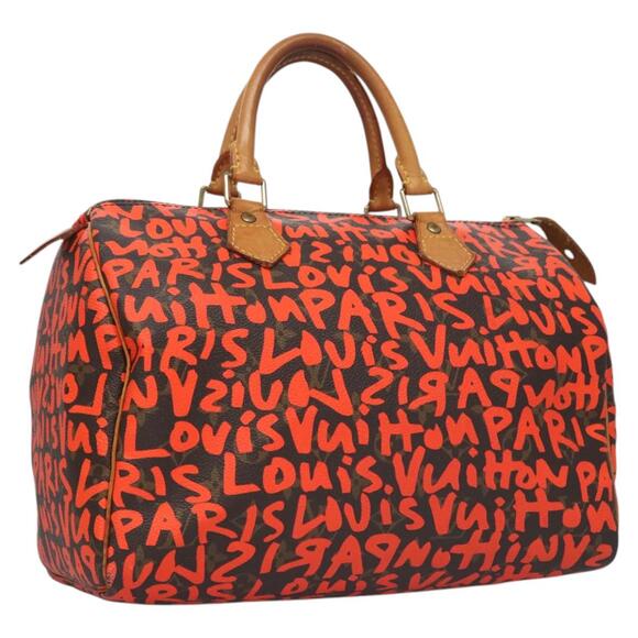 LOUIS VUITTON Monogram Graffiti Speedy 30 Hand Bag Orange M93705 - Picture 1 of 16